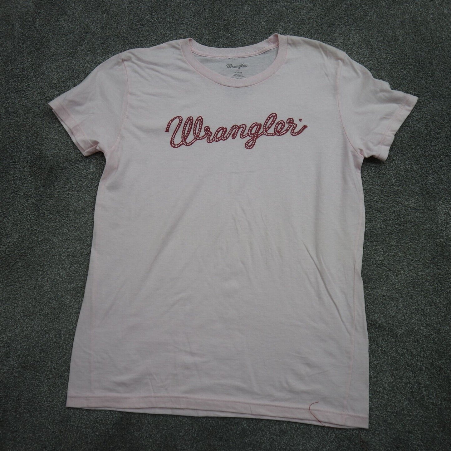 Wrangler Womens Casual T Shirt Top 100% Cotton Short Sleeve Crew Neck Pink Sz XL