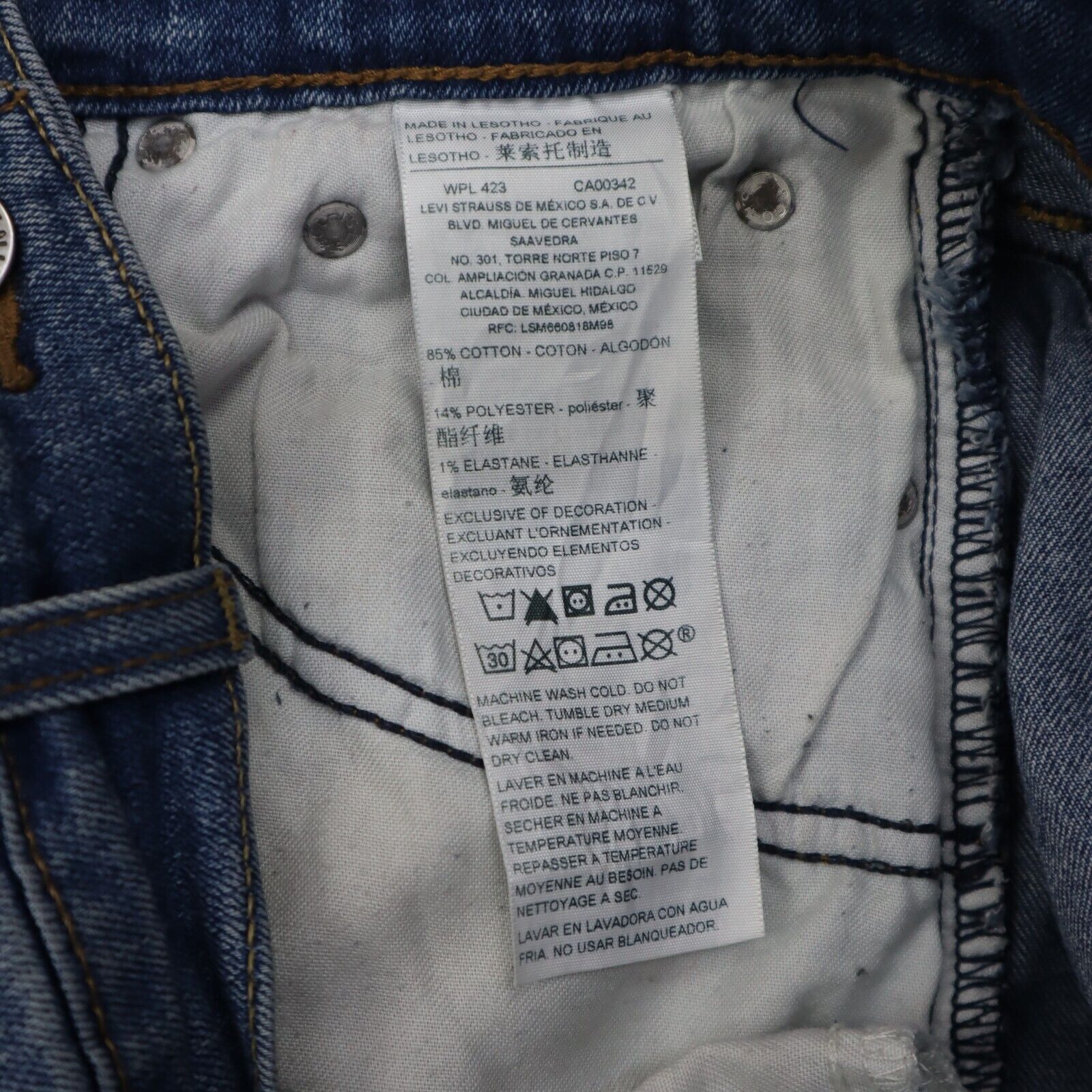 Levi's denizen sales jeans size chart