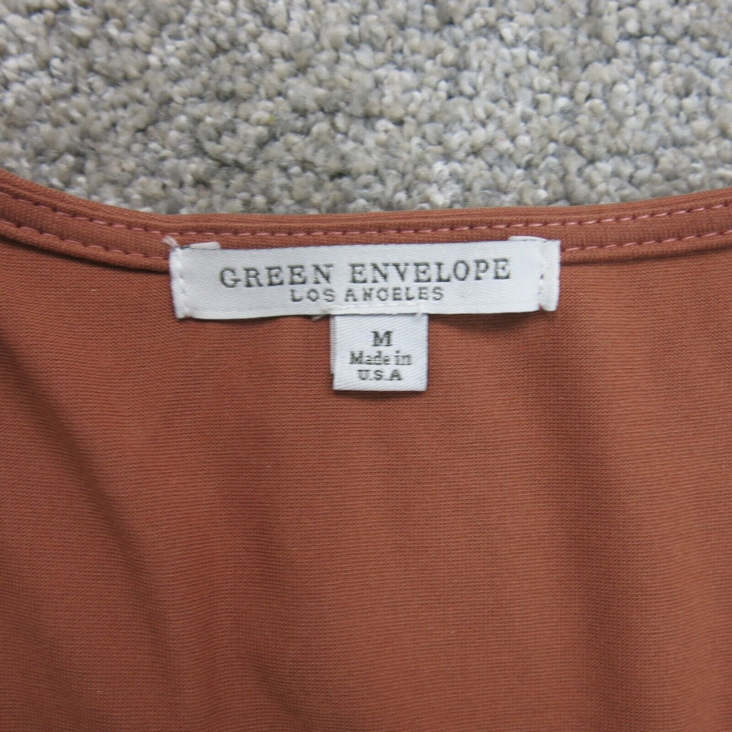 Green Envelope Los Angeles Womens 1/4 Zip Blouse Top V Neck Peach Size Medium
