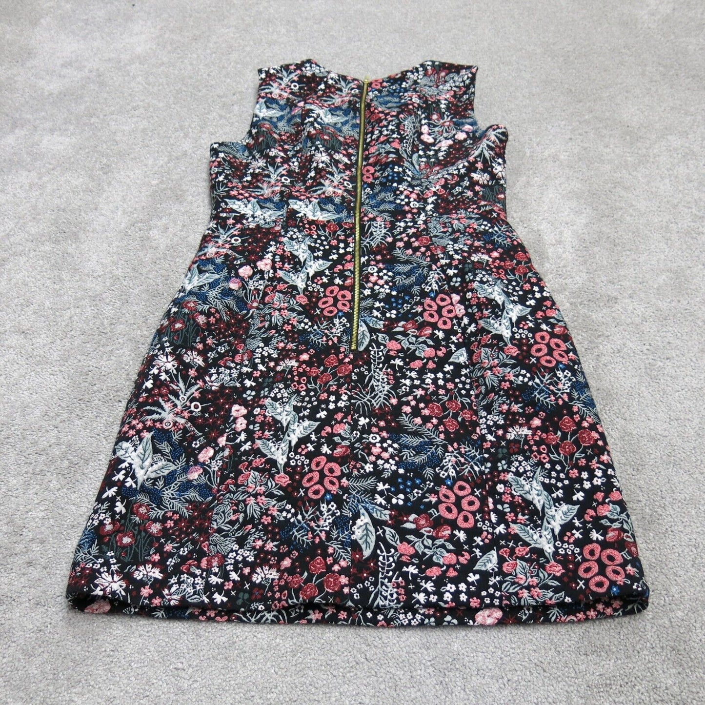 H&M Womens Floral Sheath Mini Dress Sleeveless Back Zip Red Gray Size 8