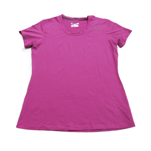 Under Armour Womens T Shirt Top Fitted Heatgear Short Sleeves Pink Size Large