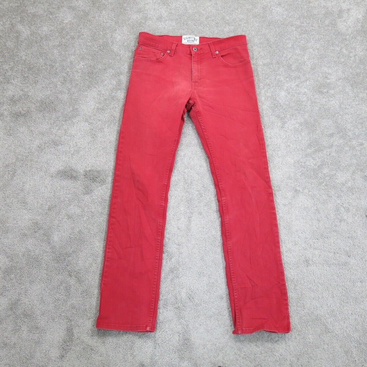 Signature By Levis Womens Ankle Skinny Jeans Stretch Mid Rise Red Size 18 Reg