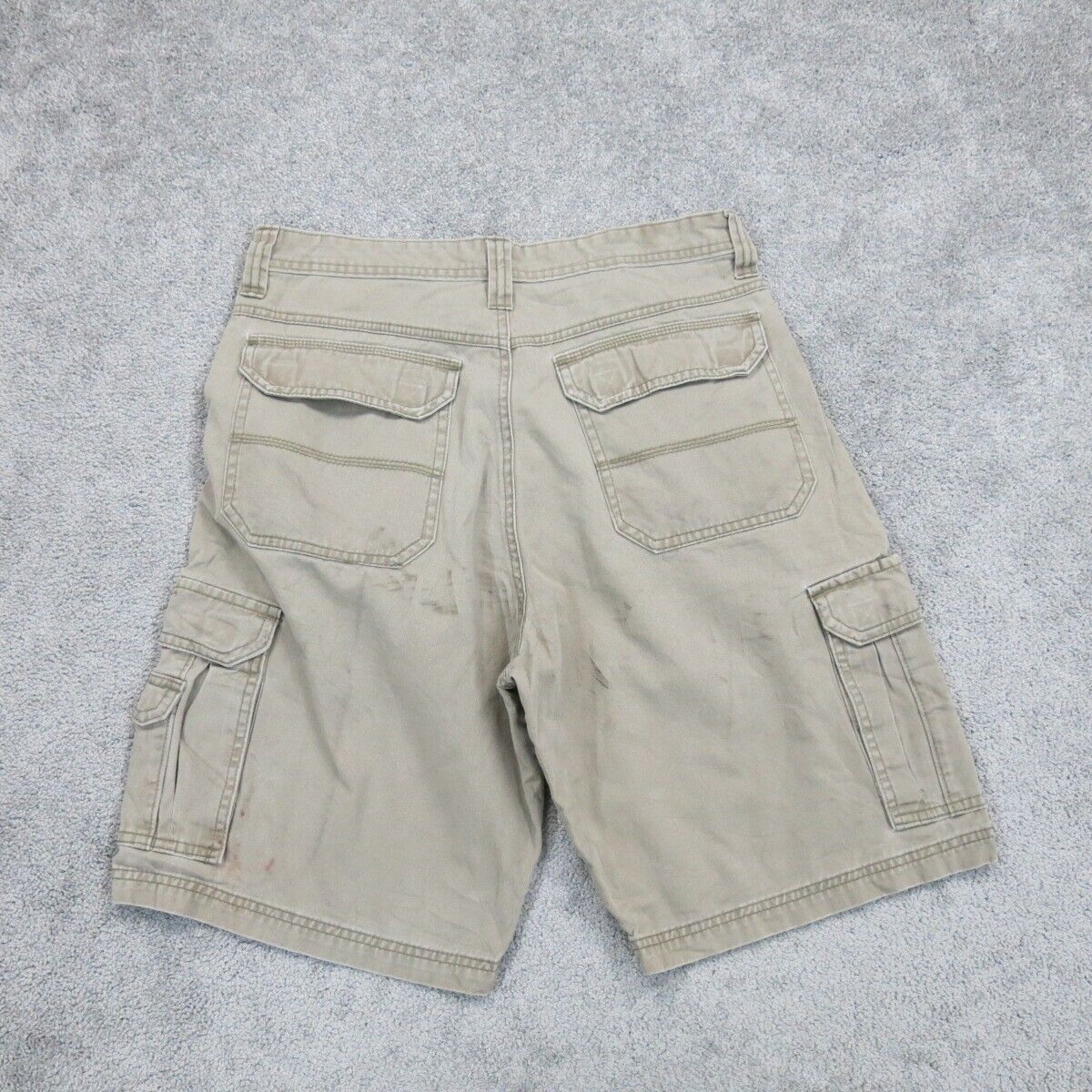 Wrangler Mens Cargo Shorts High Rise Outdoor 100% Cotton Solid Beige Size 32