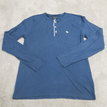 Abercrombie & Fitch logo henley top in blue