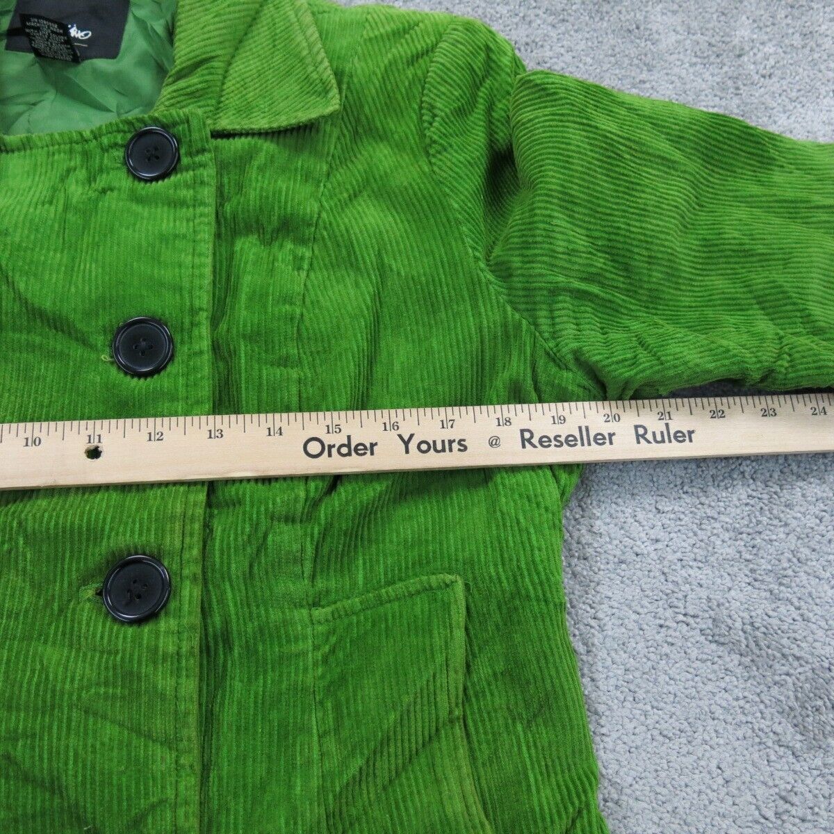 Mossimo Women Pea Coat Double Breasted 3/4 Sleeves 100% Cotton Green Size Large