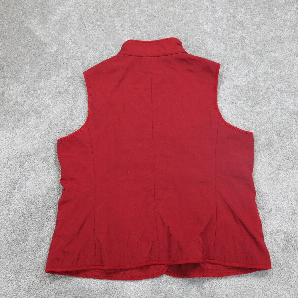 Talbots Womens Front Button Vest Jacket Sleeveless Mock Neck Red SZ Large Petite