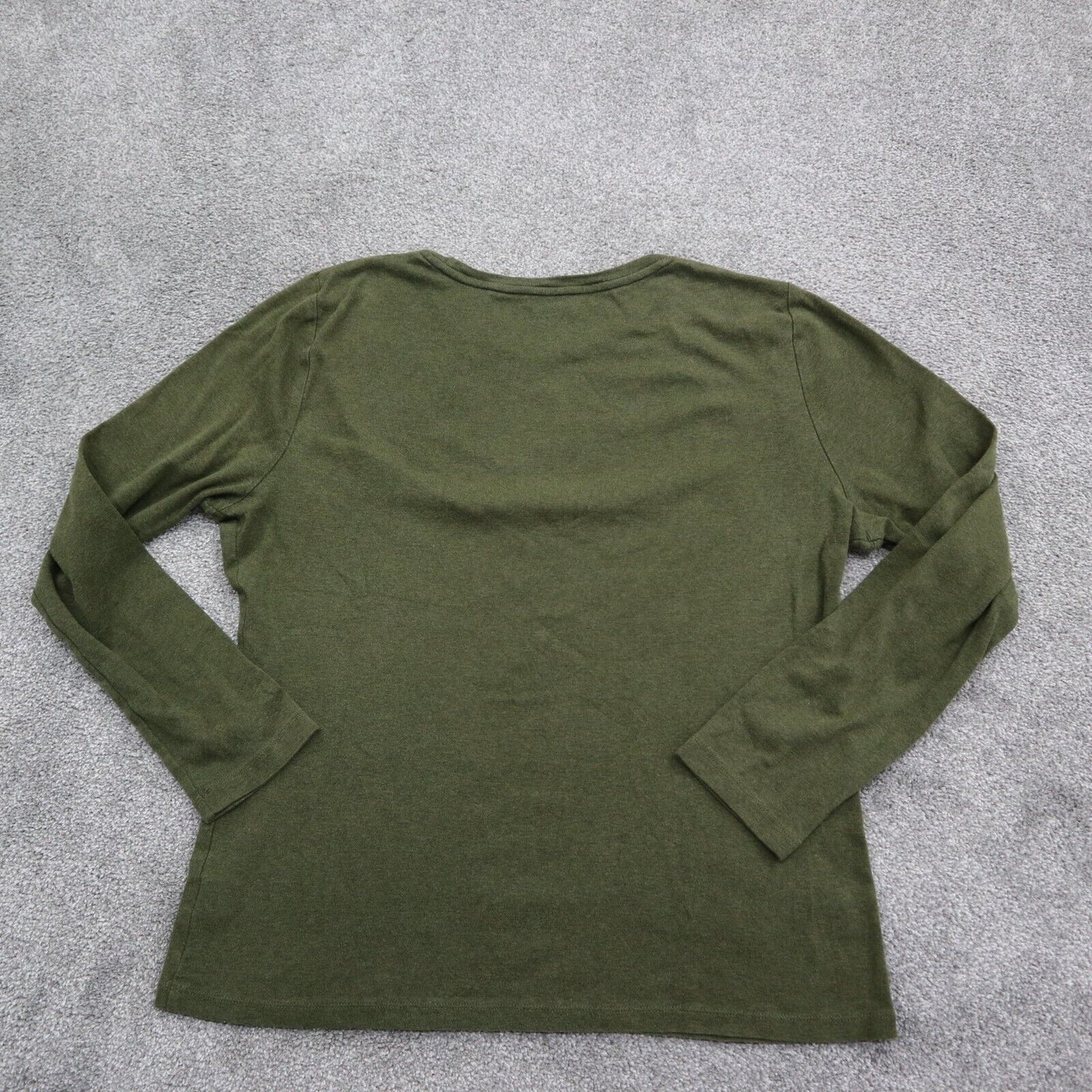 Talbots Womens Pullover Sweatshirt Top 100% Cotton Long Sleeve Olive Green Large