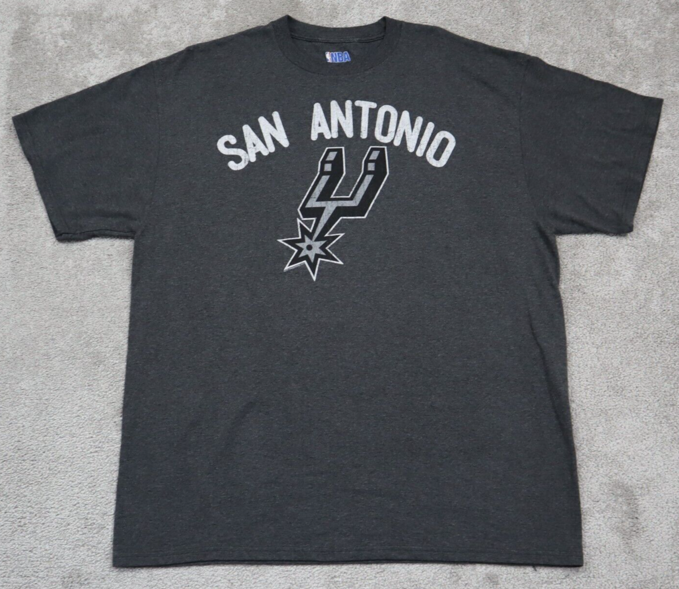 NBA Mens SAN ANTONIO Graphics T Shirt Short Sleeves Charcoal Gray Size XL
