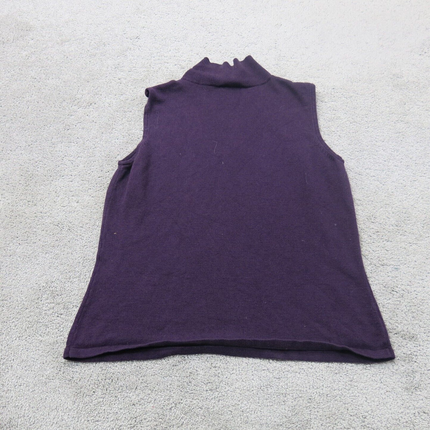 Talbots Womens Knitted Vest Sweater Sleeveless Mock Neck Purple Size Medium