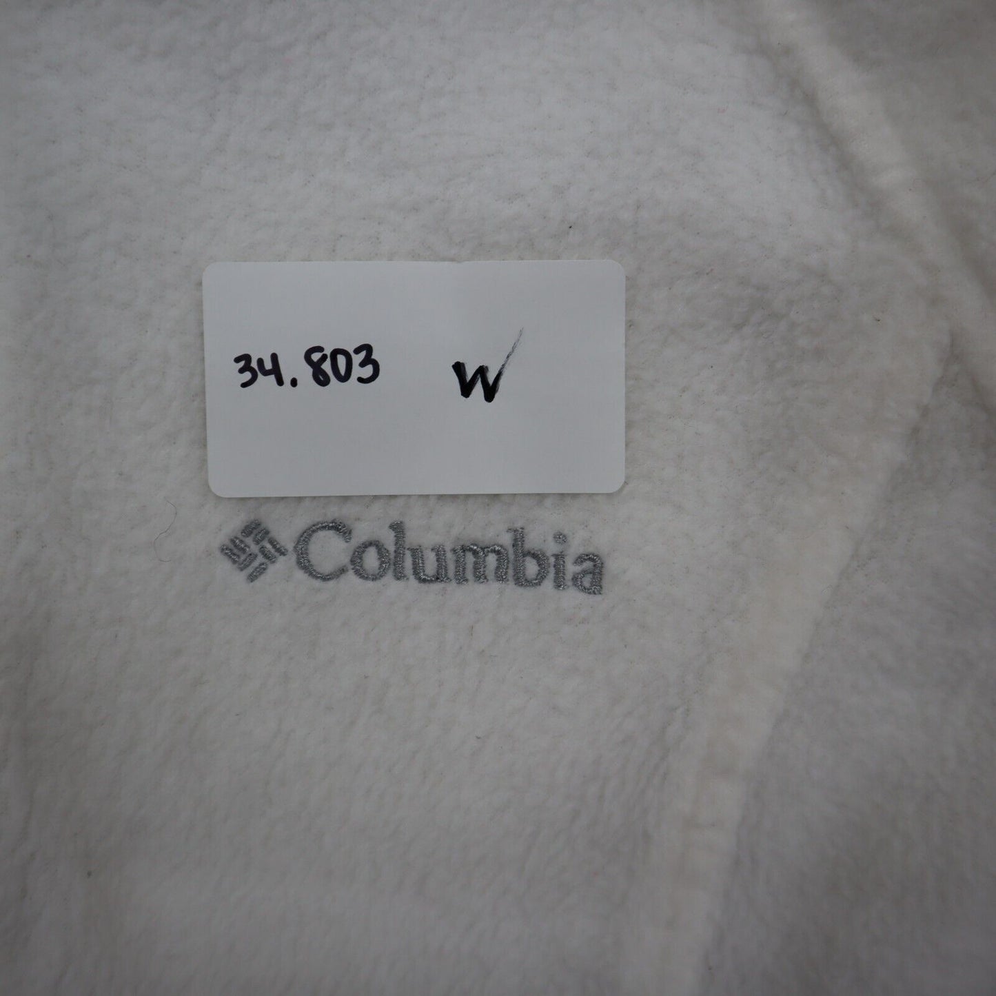 Columbia Womens Full Zip Fleece Jacket Long Sleeves Mock Neck White Size Medium