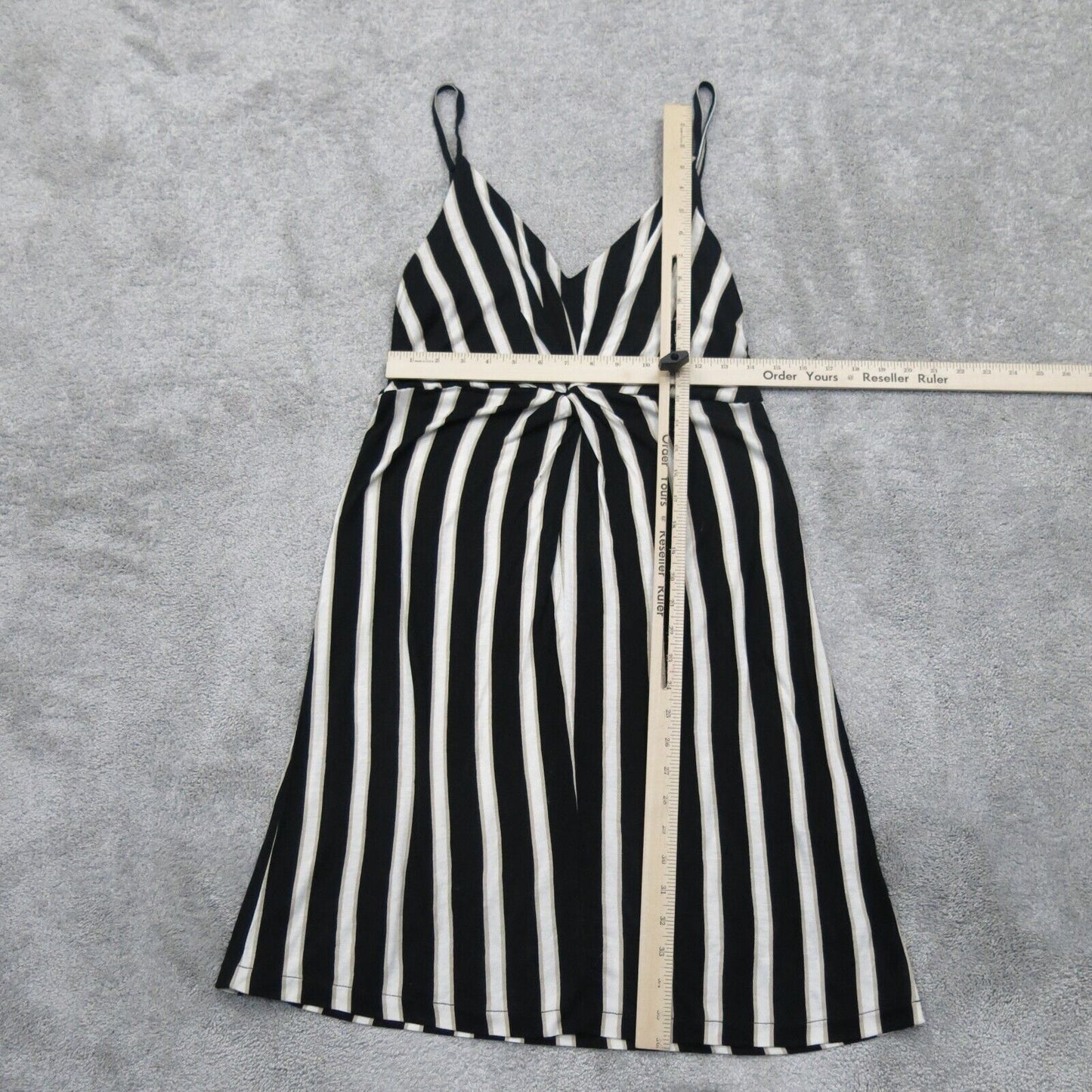 H&M Womens V Neck A Line Mini Dress Cup Coverage Striped White Black Size Medium