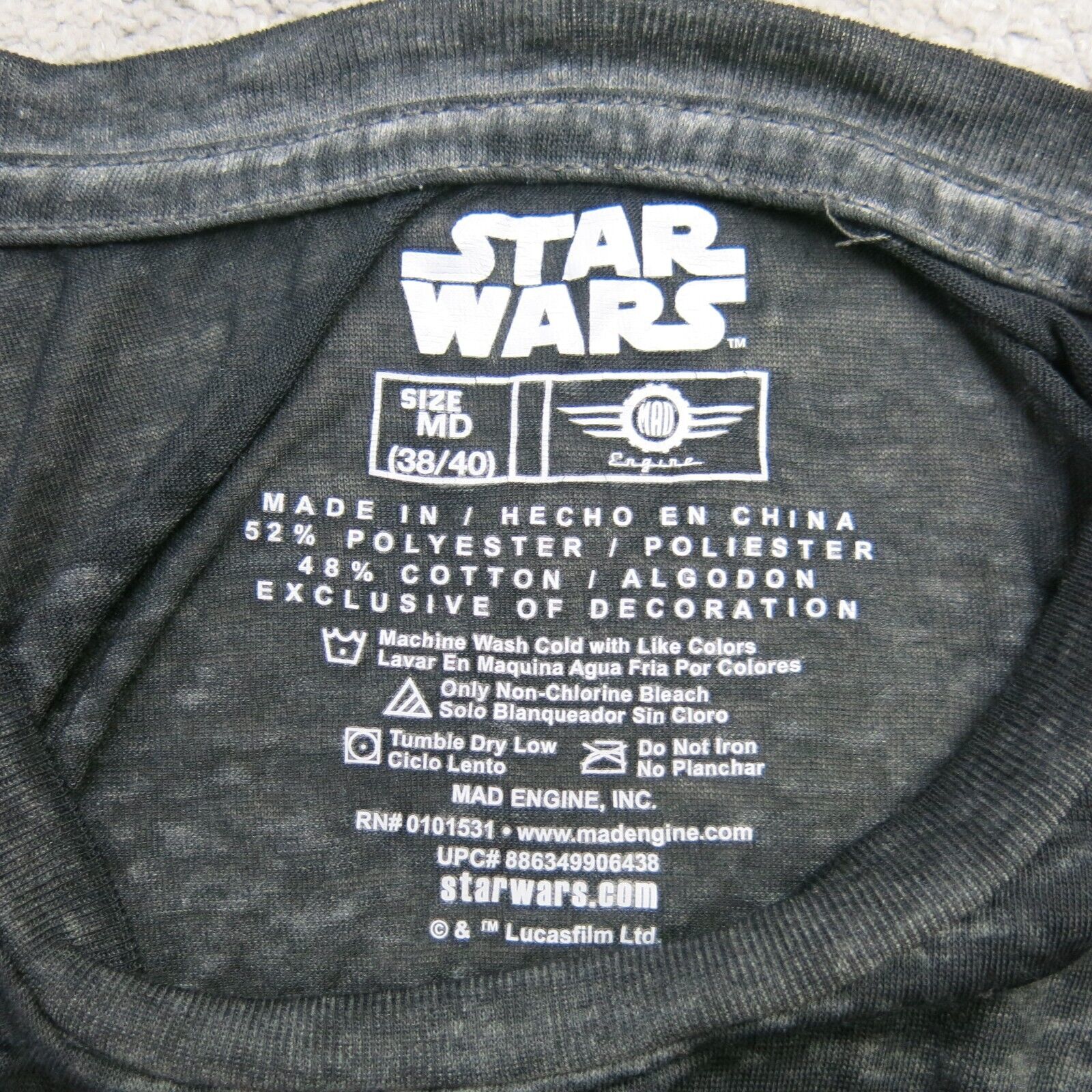 Star Wars Shirt Mens Gray Medium Crew Neck Graphic Tee Short