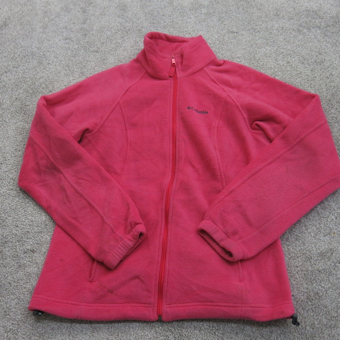 Columbia Womens Full Zip Up Fleece Jackets Long Sleeve Mock Neck Red Size Medium