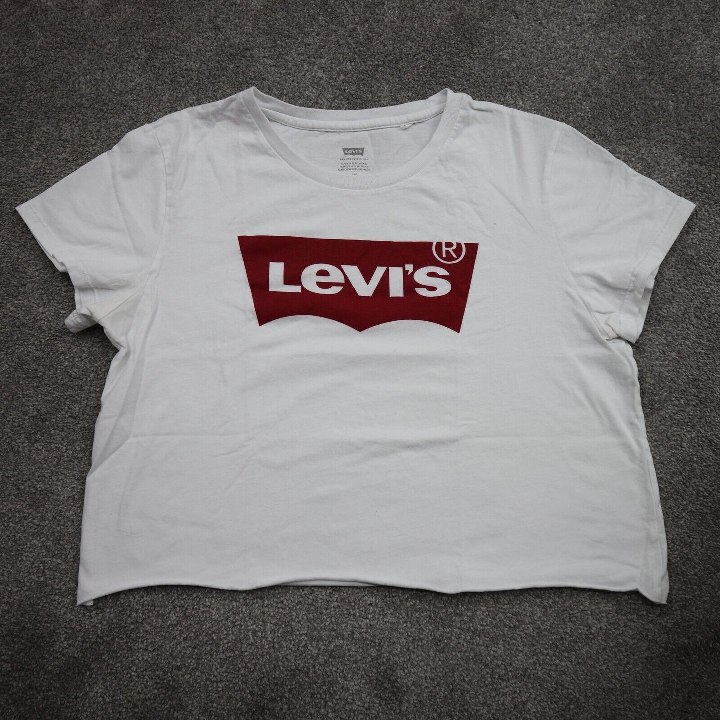 Levis Womens Pollover T-Shirt Short Sleeves Graphic Tee Crew Neck White Size L