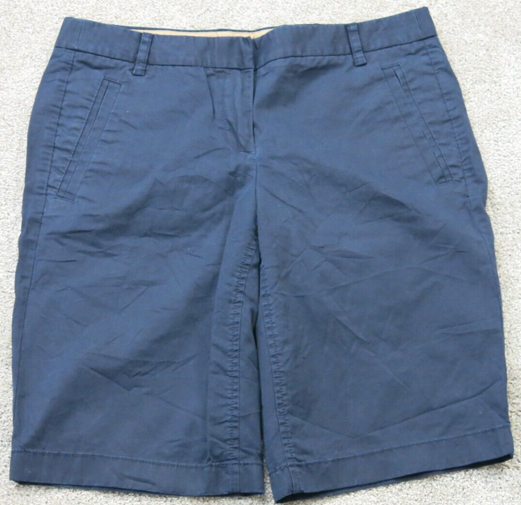 J Crew Womens Casual Super Stretch Chino Shorts Mid Rise Navy Blue Size 2