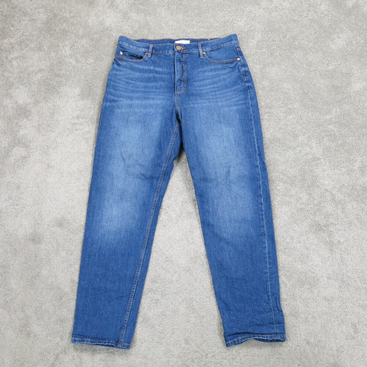 Womens Boyfriend Jeans Denim Stretch High Waist Five Pocket Blue Size 3010