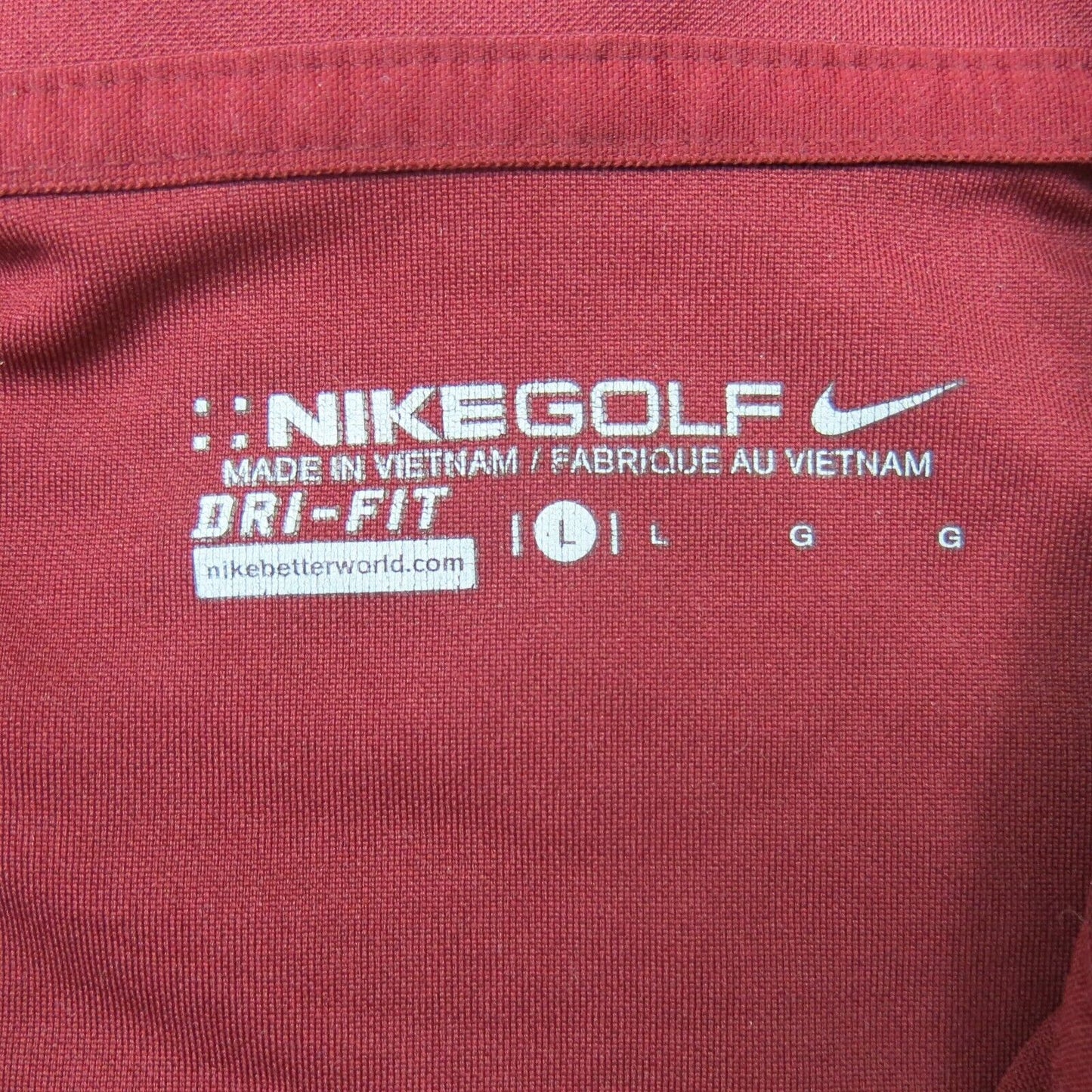 Nike Dri Fit Mens Golf Polo Shirt Short Sleeves White Cap Logo Red Size Large