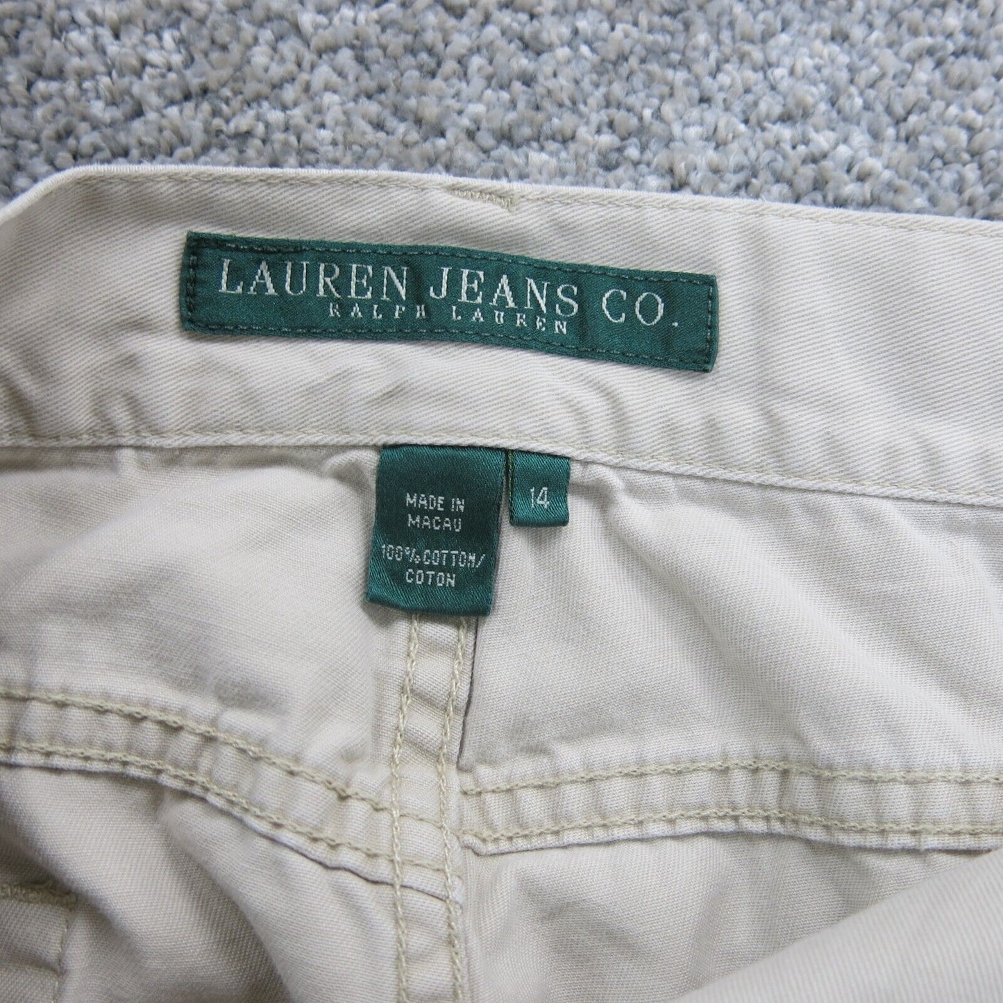 Lauren Jeans Co. Lauren Ralph Womens Jeans 100% Cotton Mid Rise Beige Size 14