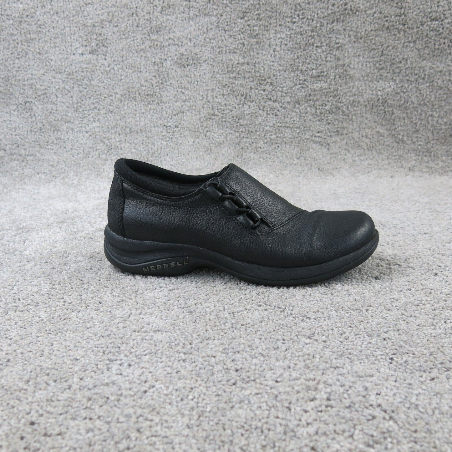 Merrell Womens Casual Shoes Black Topo Twist Leather Slip On Laced Sides Size 7