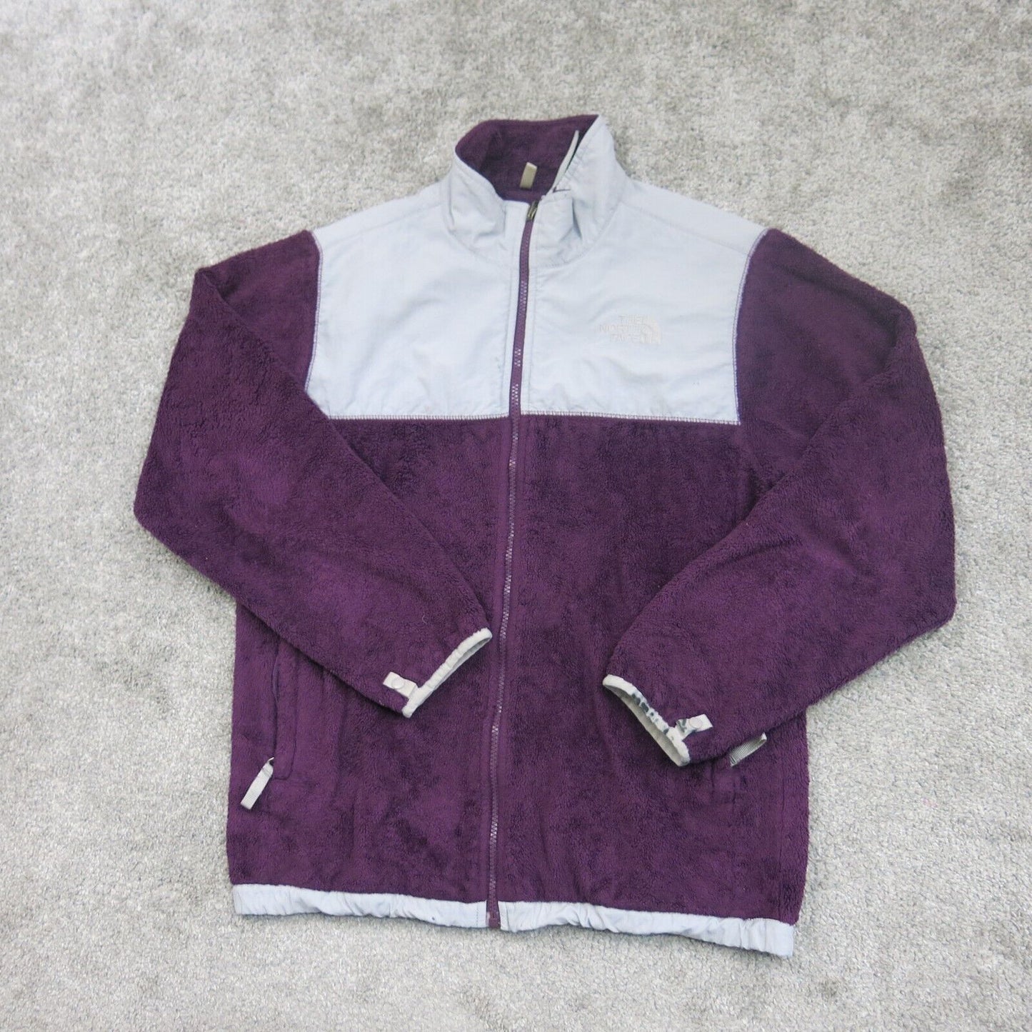 The North Face Girls Full Zip Jacket Long Sleeve Purple Gray Size X Large
