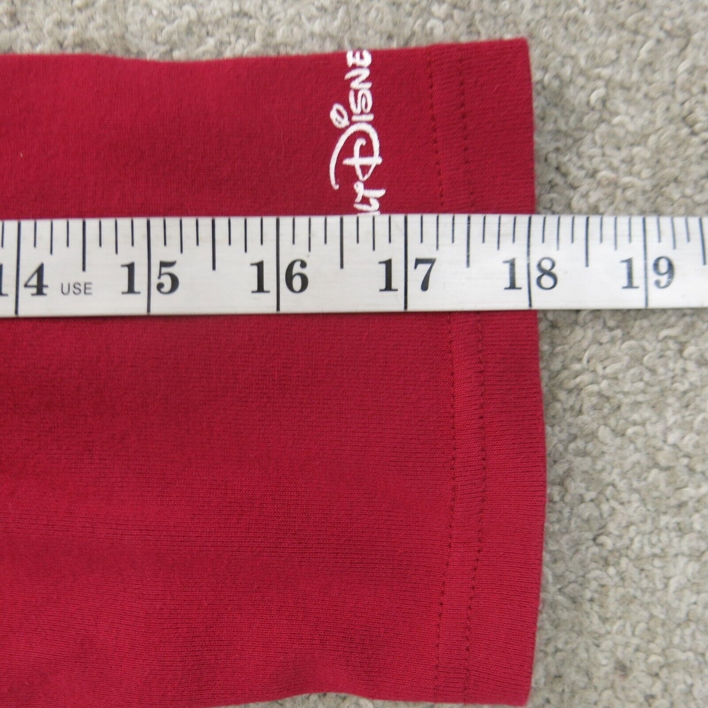 Disney Shirt Womens Large Red Long Sleeve 100% Cotton Lightweight Top Crew Neck