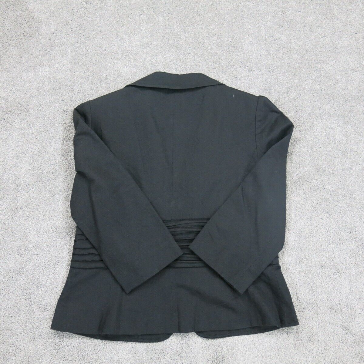 Ann Taylor Womens Blazer Coat Half Sleeves Pleated Single Breasted Black Size 8