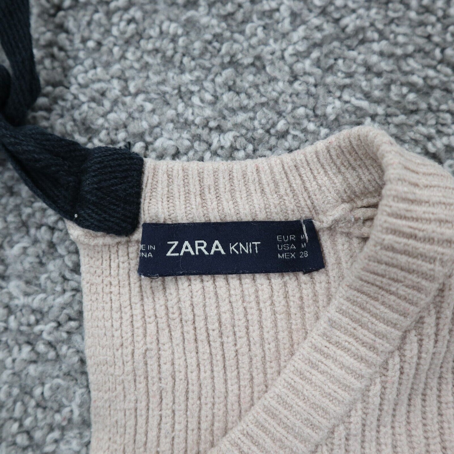 Zara Knit Womens Pullover Crew Neck Sweater Long Sleeve Light Pink Size Medium