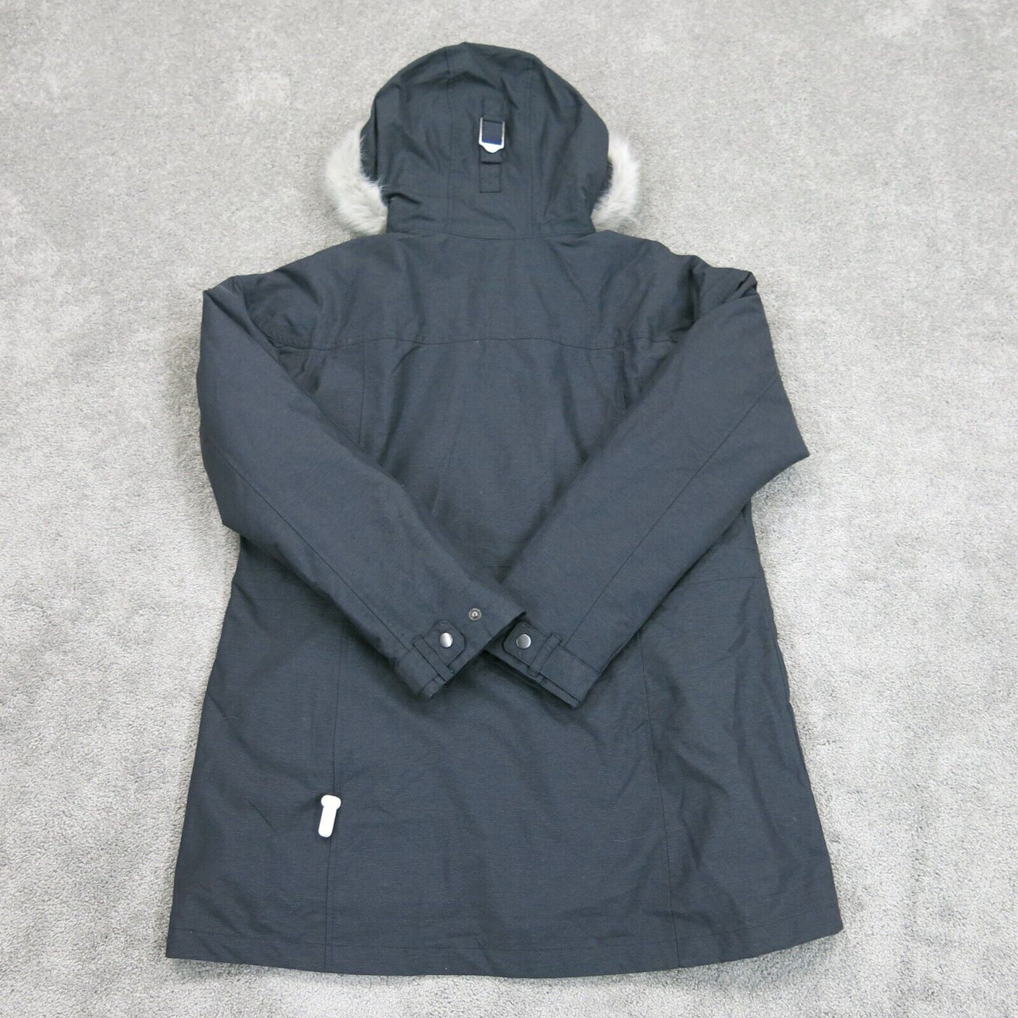 Interchange Women Full Zip Up Hooded Windbreaker Jacket Long Sleeve Black SZ XL