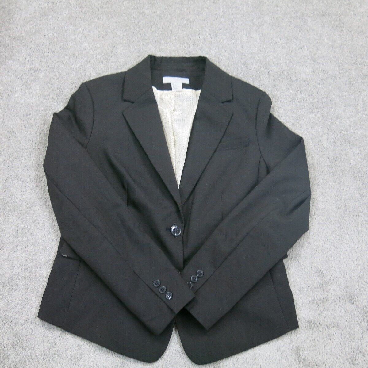 H&M Women Blazer Coat Single Breasted Long Sleeves Front Button Black Size US 12