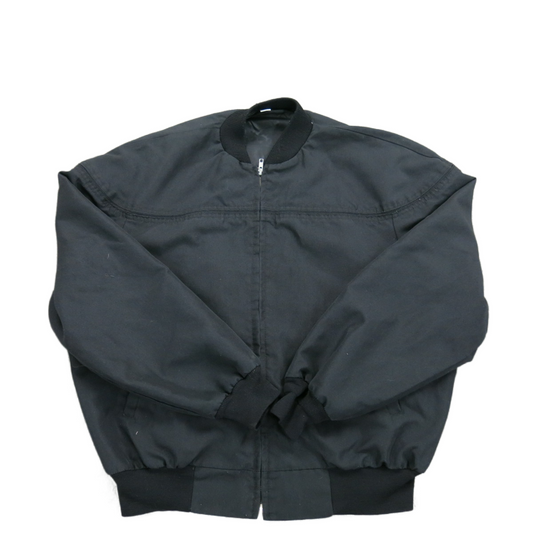 Vintage Mens Bomber Jacket Full Zip Up Long Sleeve Pockets Solid Black Size 2X