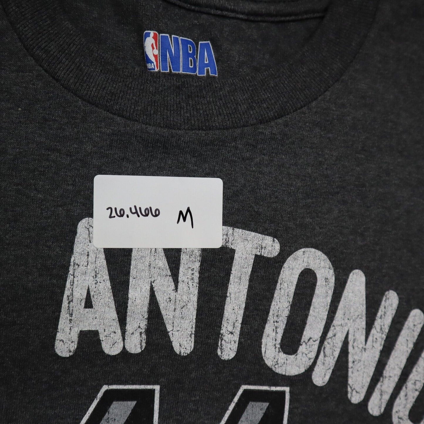 NBA Mens SAN ANTONIO Graphics T Shirt Short Sleeves Charcoal Gray Size XL