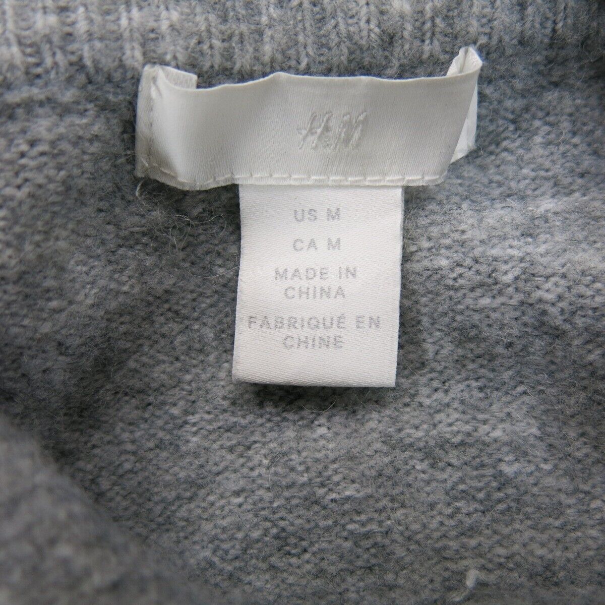 H&M Womens Knitted Pullover Sweater Collared Neck Long Sleeves Gray Size Medium