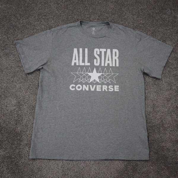 Converse Mens T Shirt Top Short Sleeve Crew Neck Tee 100% Cotton Gray Size  Large