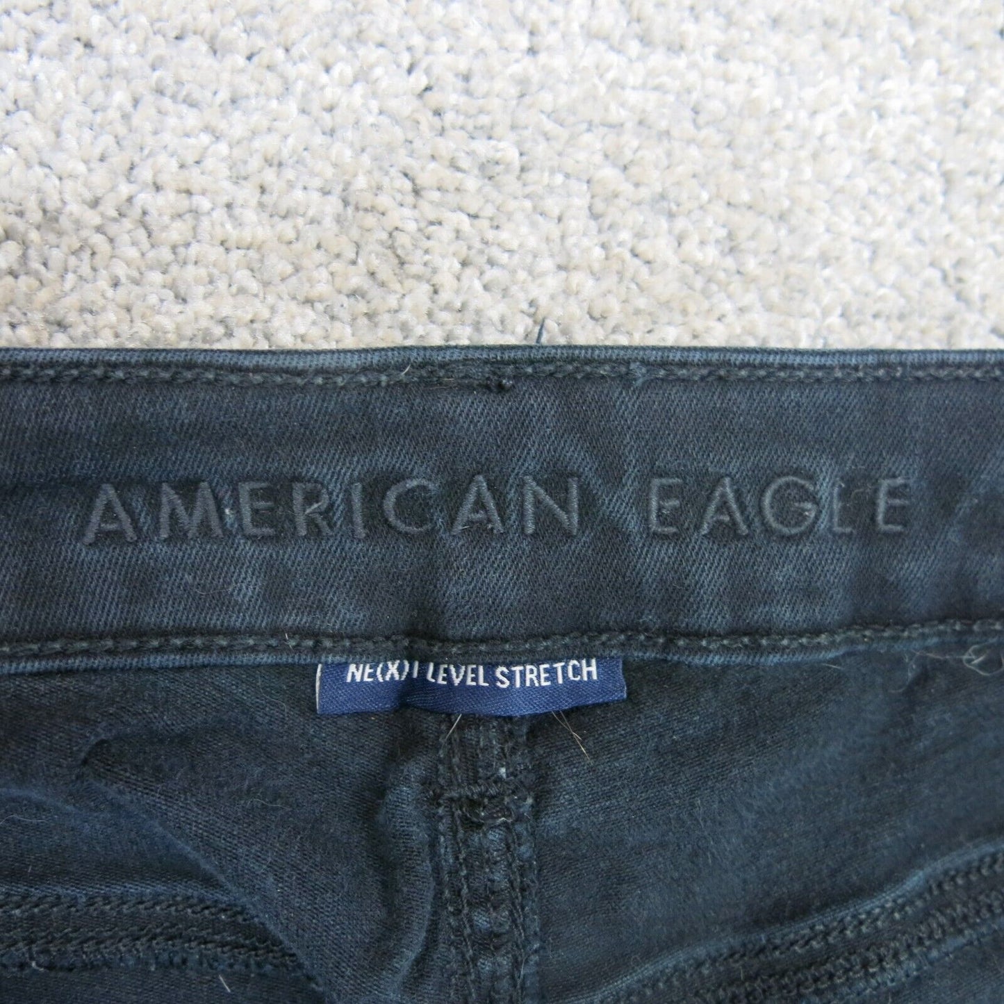 American Eagle Mens Next Level Stretch Denim Skinny Jeans Low Rise Black Size 6