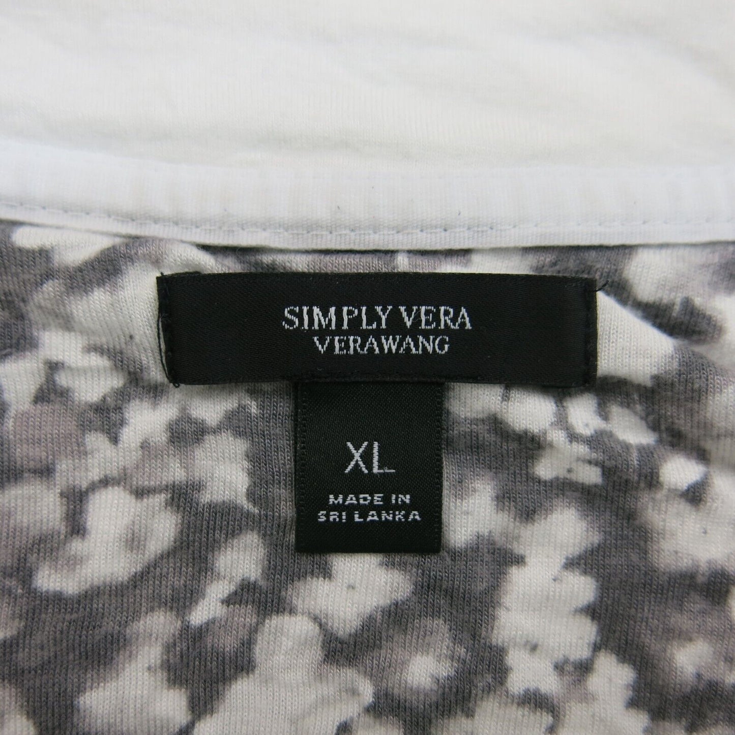Simply Vera Vera Wang Women Blouse Top Cold Shoulder Peplum Hem Gray White SZ XL