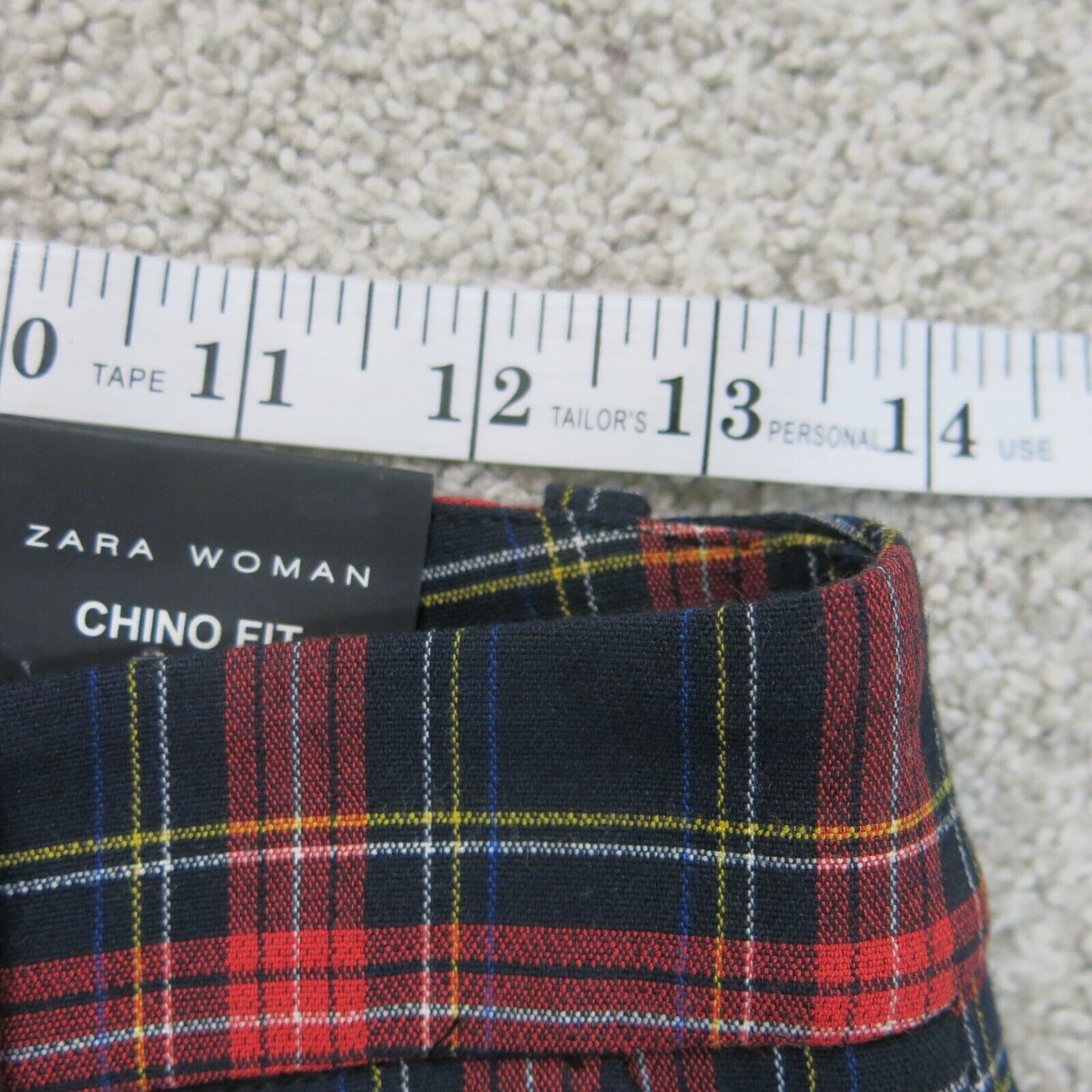 Red plaid pants on sale zara