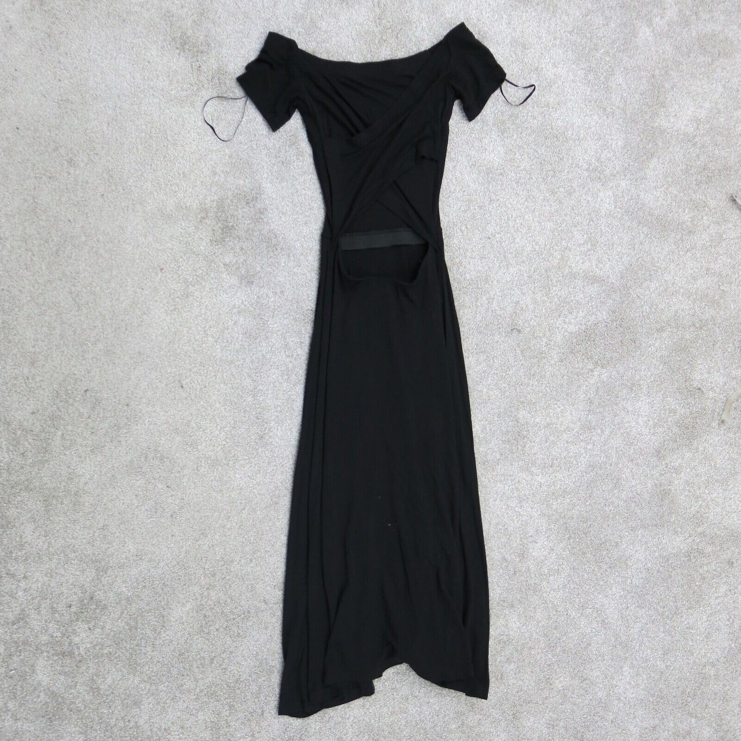 H&M Womens Elegant Prom Party Dress Black Draped Cap Sleeve Size 2