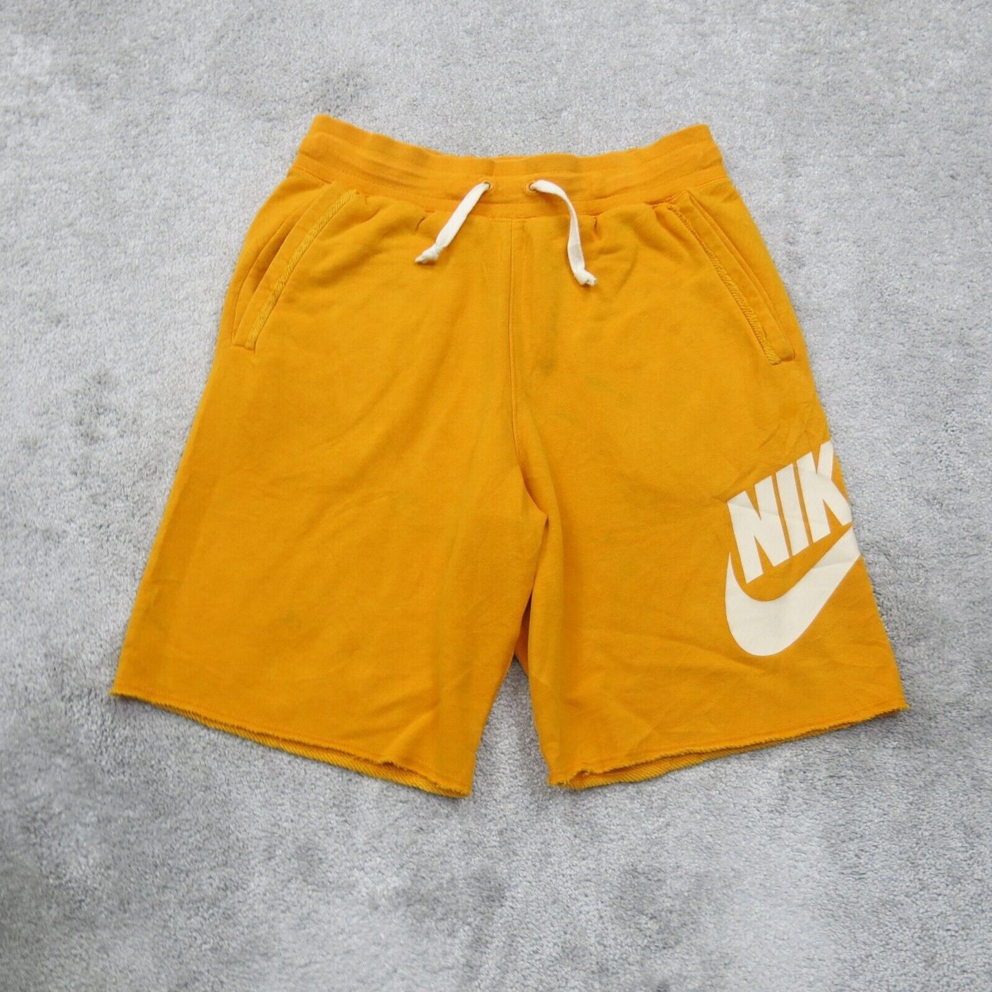 Nike Womens Athletic Shorts Drawstring Waist Logo Cotton Pull On Yellow Size XS