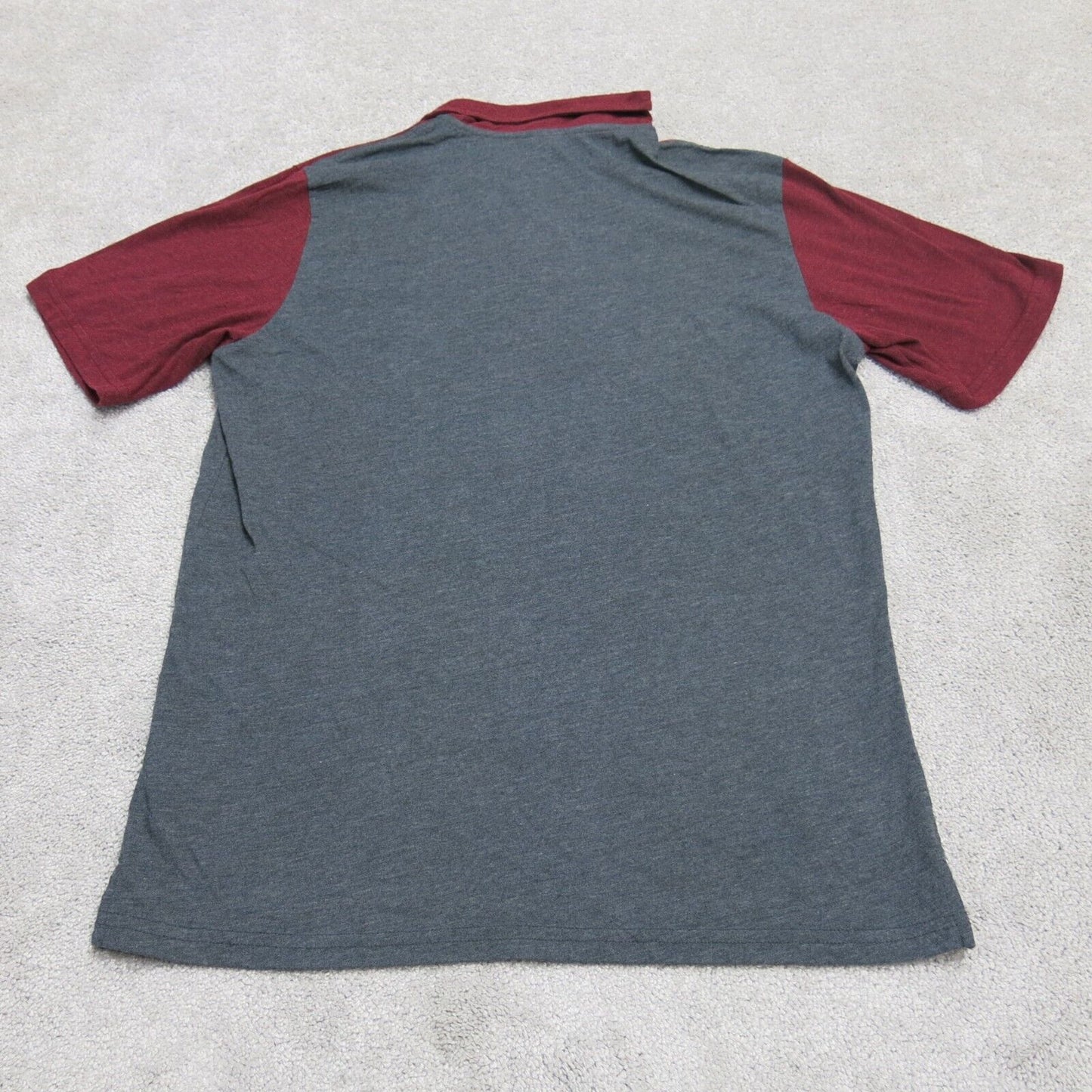 Vintage Men Casual Polo Shirt Short Sleeves Chest Pocket Logo Red Gray SZ Medium