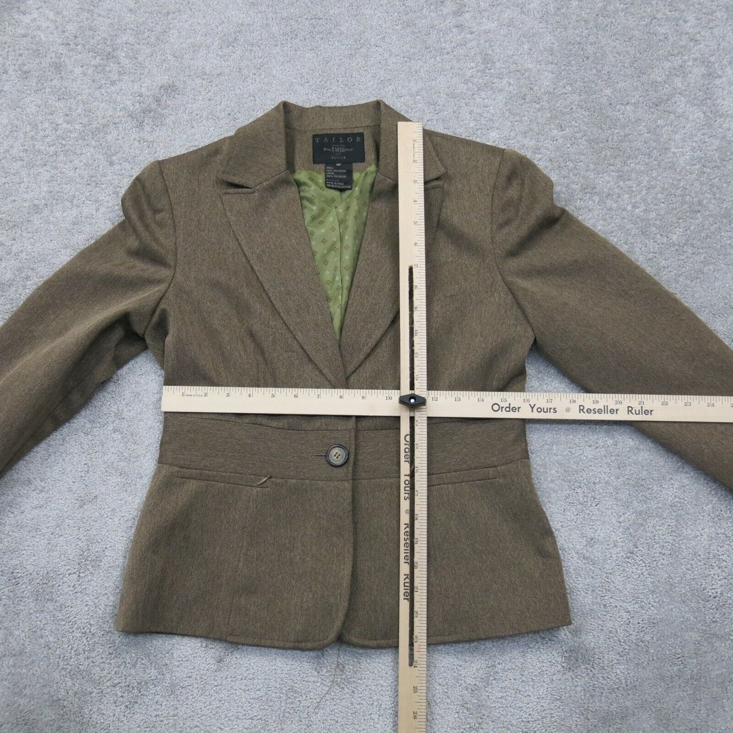 Tailor Womens One Button Blazer Coat Jacket Long Sleeve Light Brown Size 10P