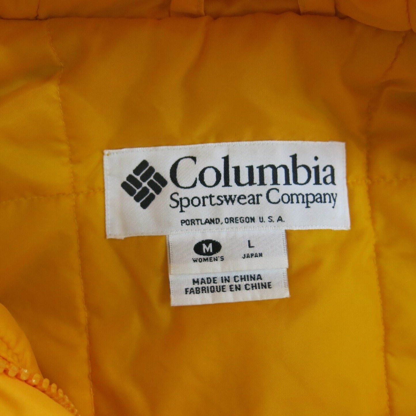 Columbia Sportswear Womens Full Zip Puffer Hooded Jacket Long Sleeve Yellow SZ M