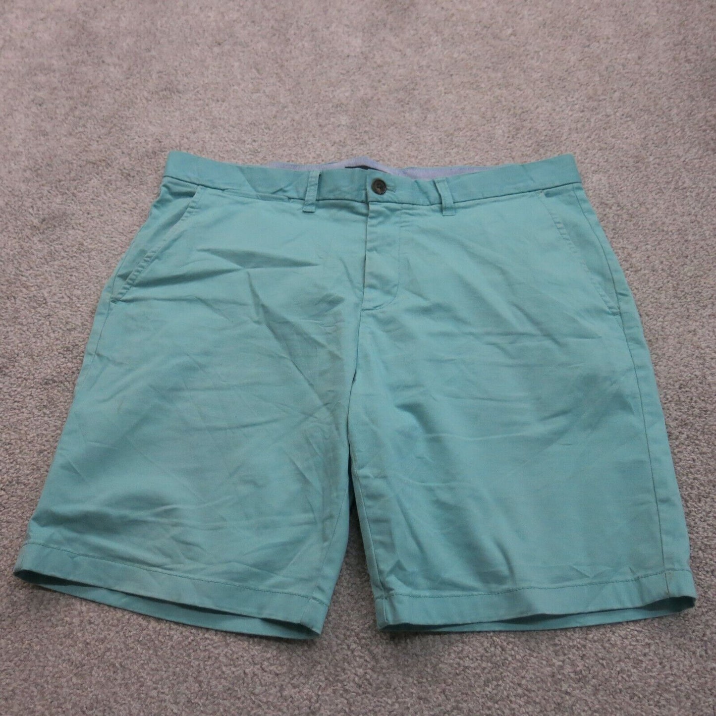 Tommy Hilfiger Mens Casual Chino Shorts Mid Rise Pocket Aqua Blue Size 36