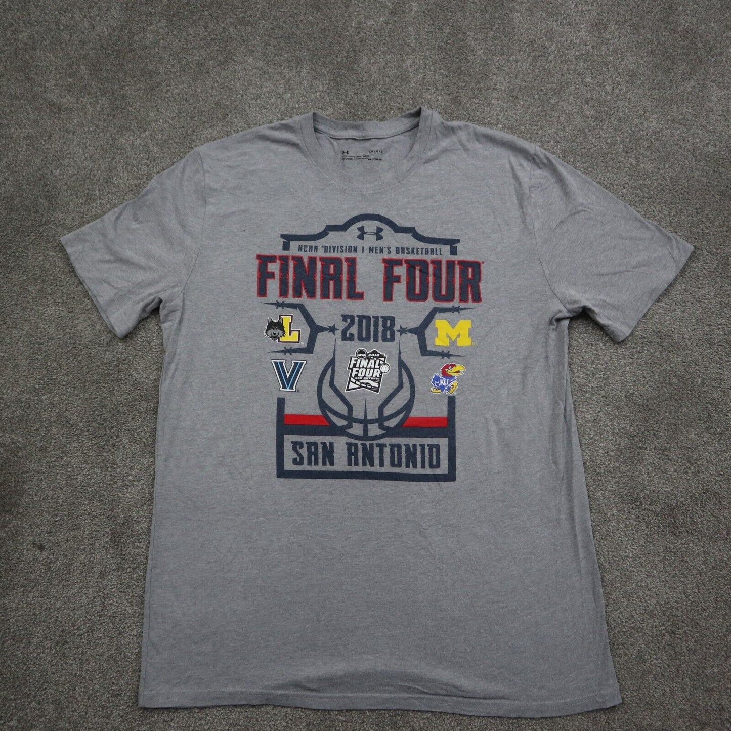 Under Armour Men T-Shirt NCAA Final Four 2018 Graphic Print San Antonio Gray L