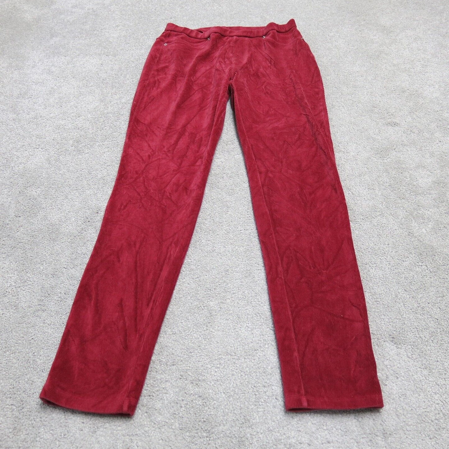 Michael Kors Women Ankle Skinny Leg Velvet Pant Stretch Mid Rise Red Size Medium