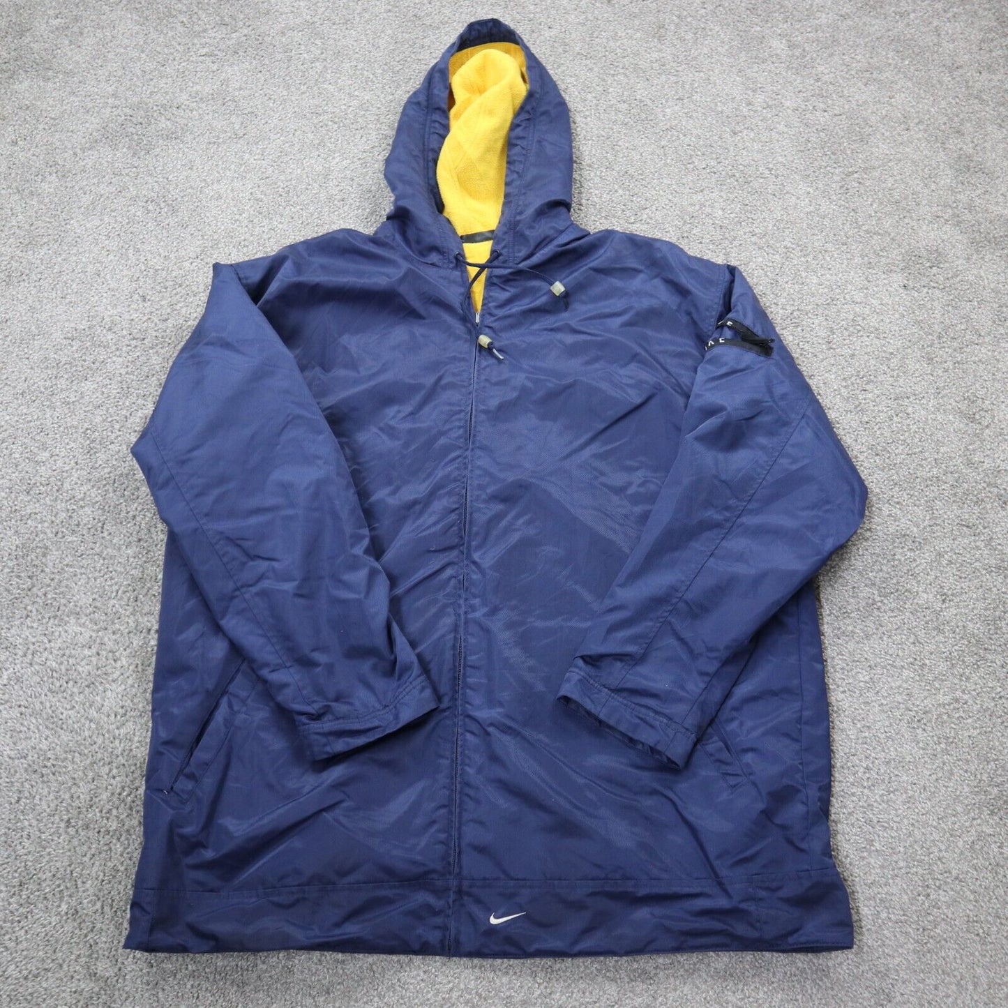 Nike Mens Reversible Windbreaker Hooded Jacket  Full Zip Blue Yellow SZ X Large