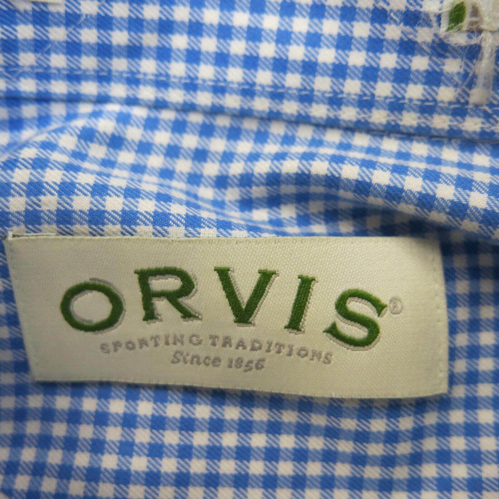 Vintage Orvis Mens Gingham Button Down Shirt Long Sleeve White