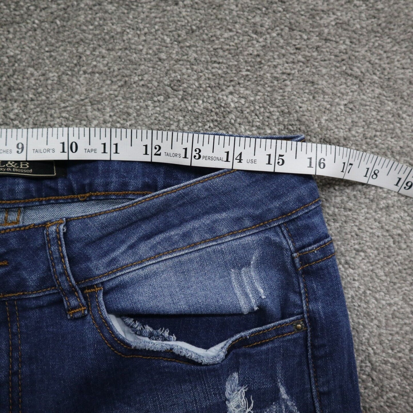 L&B Womens Distressed Jeans Slim Fit Denim High Rise Light Blue Size W32