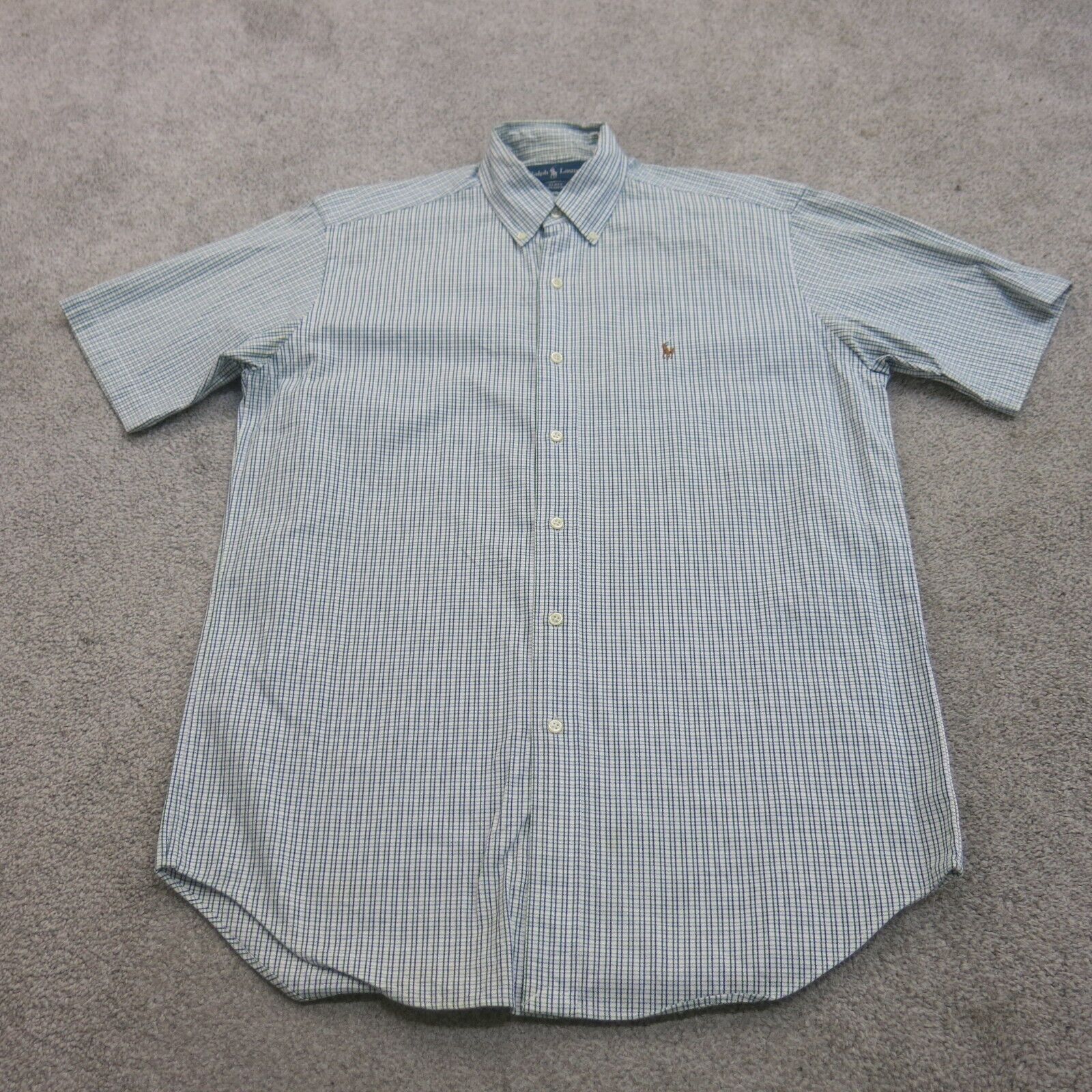 Ralph Lauren Mens Button Down Shirt Blake 100% Cotton Short Sleeve Blue SZ  Small