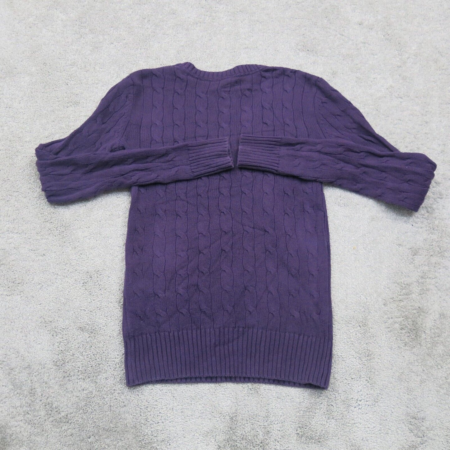 Tommy Hilfiger Womens Sweater Knitted Long Sleeve V Neck 100%Cotton Purple SZ XS