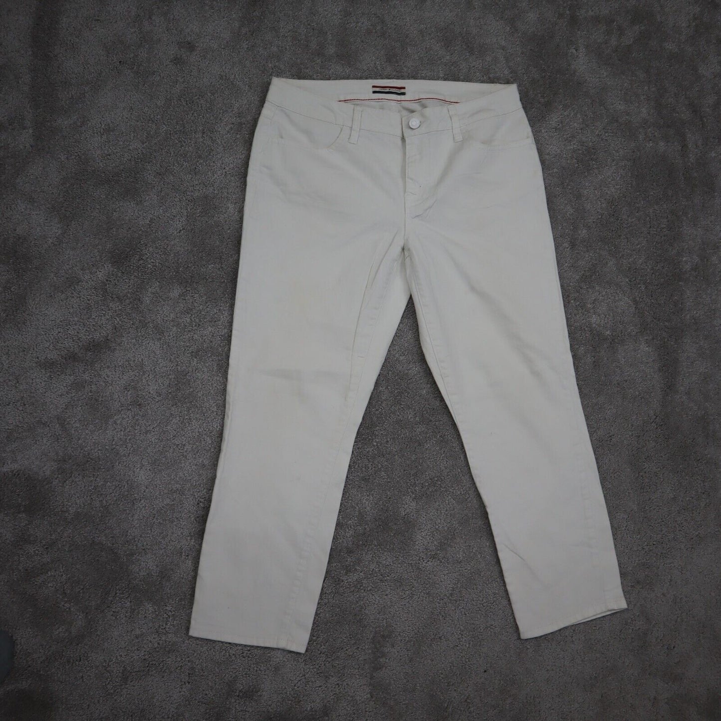 Tommy Hilfiger Jeans Mens Size 8 White Solid Classic Straight Leg Cotton Blend